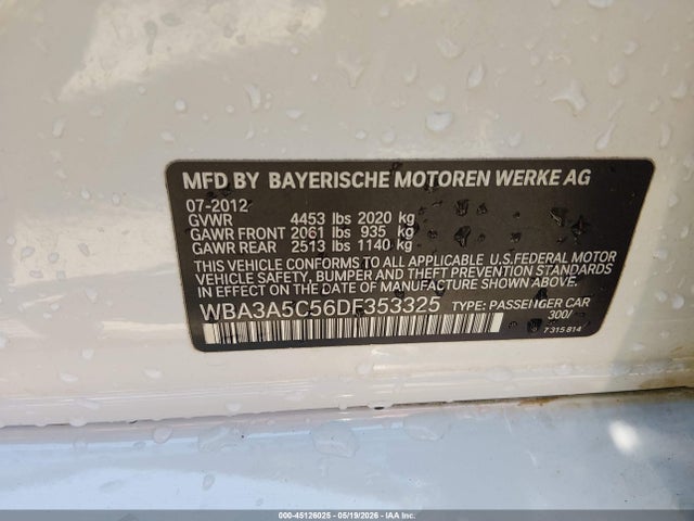Aukcja sprzedaży 2013 Bmw 328i, vin: WBA3A5C56DF353325, numer aukcji: 45126025