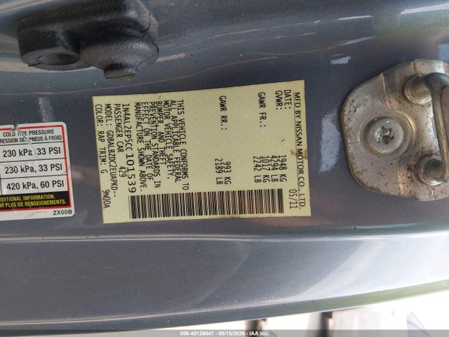 Продаж на аукціоні авто 2012 Nissan Altima 2.5 S, vin: 1N4AL2EP5CC101539, номер лоту: 45126047