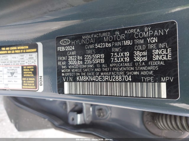 2024 Hyundai Ioniq 5 Sel მანქანა იყიდება აუქციონზე, vin: KM8KN4DE3RU288704, აუქციონის ნომერი: 45126052