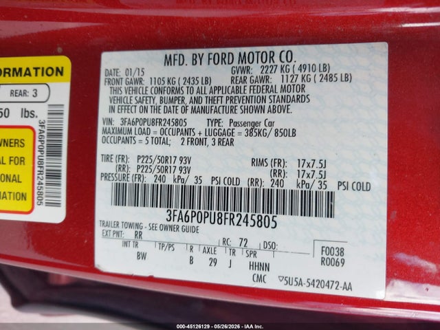 Ford Fusion Energi Se Luxury 2015 3FA6P0PU8FR245805 Image 9