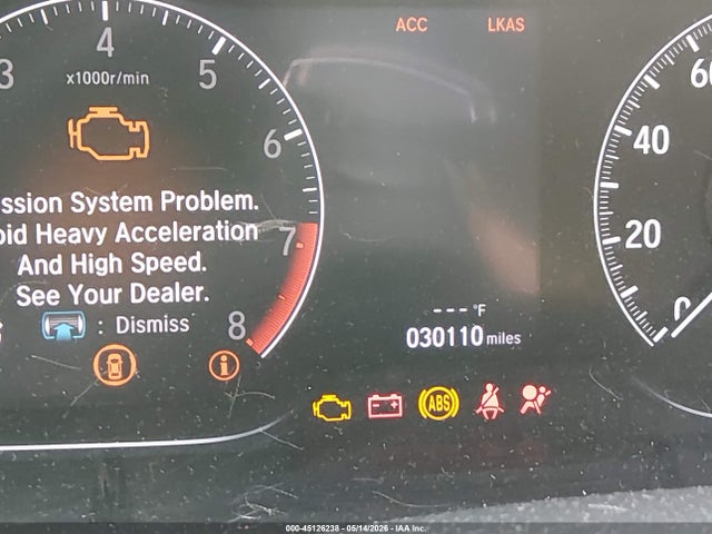 45126238 :رقم المزاد ، 1HGCV2F51KA031771 vin ، 2019 Honda Accord Ex-l 2.0t مزاد بيع