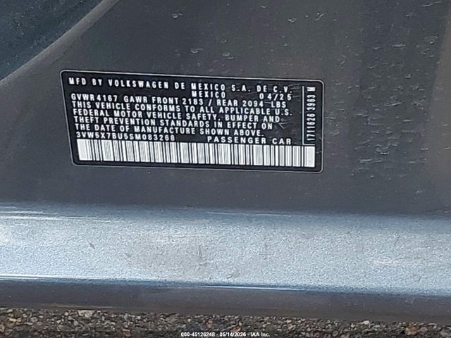 Продаж на аукціоні авто 2025 Volkswagen Jetta 1.5t S, vin: 3VW5X7BU5SM083268, номер лоту: 45126248