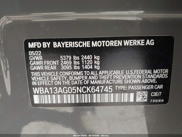 BMW 530e 2022 WBA13AG05NCK64745 Image 9