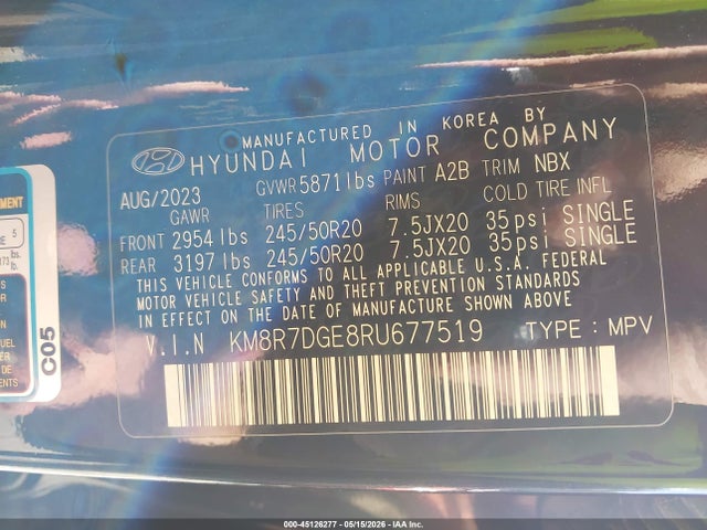 Auction sale of the 2024 Hyundai Palisade Calligraphy, vin: KM8R7DGE8RU677519, lot number: 45126277