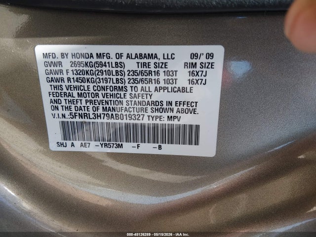 Продажа на аукционе авто 2010 Honda Odyssey Ex-l, vin: 5FNRL3H79AB019327, номер лота: 45126289
