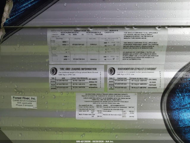 Продажа на аукционе авто 2019 Forest River Coachman Catalina, vin: 5ZT2CAUB0KX013714, номер лота: 45126306