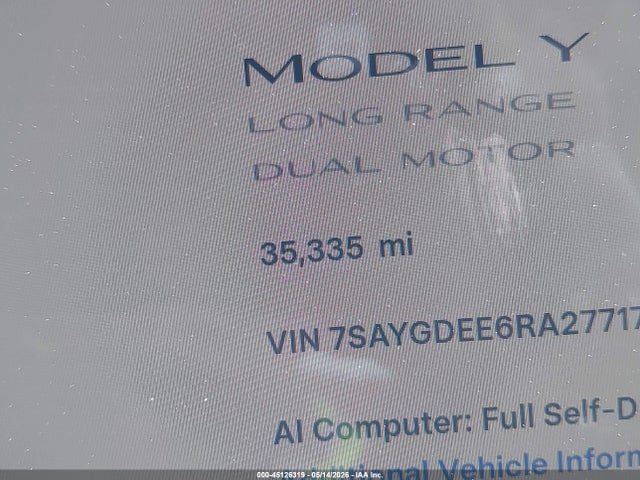 Продаж на аукціоні авто 2024 Tesla Model Y Long Range Dual Motor All-wheel Drive, vin: 7SAYGDEE6RA277177, номер лоту: 45126319