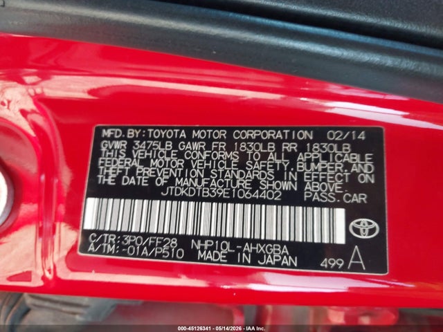 Продаж на аукціоні авто 2014 Toyota Prius C Three, vin: JTDKDTB39E1064402, номер лоту: 45126341