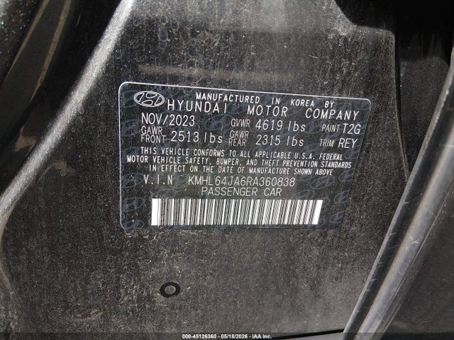 Aukcja sprzedaży 2024 Hyundai Sonata Sel, vin: KMHL64JA6RA360838, numer aukcji: 45126360