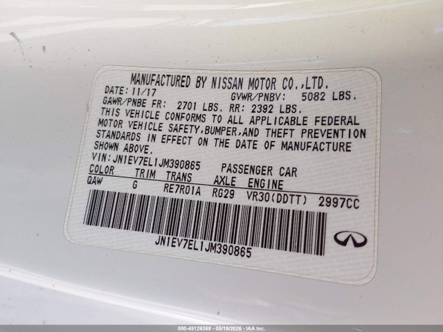 2018 Infiniti Q60 3.0t Luxe მანქანა იყიდება აუქციონზე, vin: JN1EV7EL1JM390865, აუქციონის ნომერი: 45126368