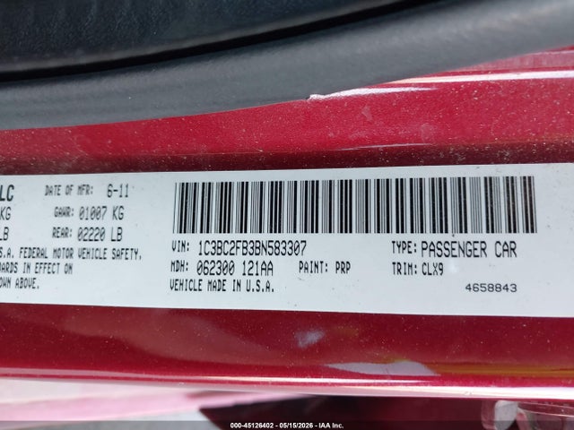 Продажа на аукционе авто 2011 Chrysler 200 Limited, vin: 1C3BC2FB3BN583307, номер лота: 45126402