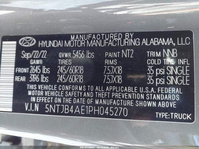 Hyundai Santa Cruz Sel 2023 5NTJB4AE1PH045270 Image 9