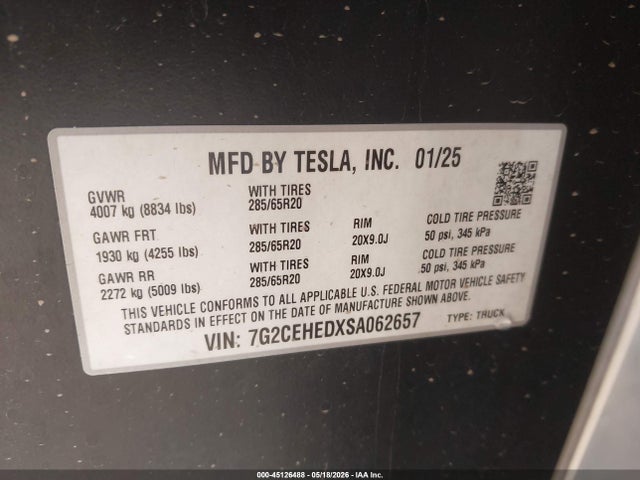 7G2CEHEDXSA062657 Tesla Cybertruck All-wheel Drive