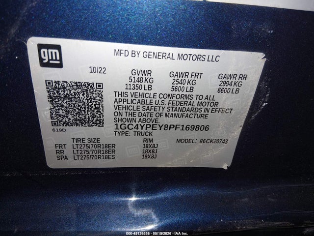 1GC4YPEY8PF169806 Chevrolet Silverado 2500hd 4wd Standard Bed Ltz