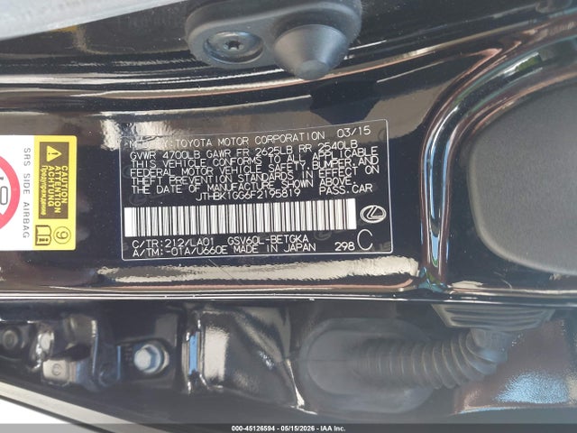 Aukcja sprzedaży 2015 Lexus Es 350, vin: JTHBK1GG6F2195819, numer aukcji: 45126594