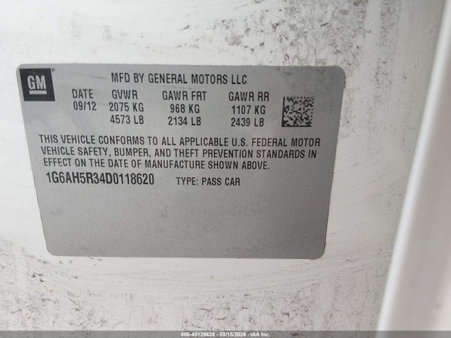 Aukcja sprzedaży 2013 Cadillac Ats Luxury, vin: 1G6AH5R34D0118620, numer aukcji: 45126638