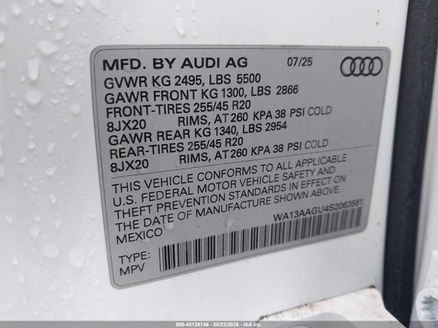 WA13AAGU4S2063581 Audi All-new Q5 Prestige Tfsi Quattro S Tronic