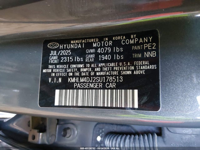 2025 Hyundai Elantra Hybrid Blue მანქანა იყიდება აუქციონზე, vin: KMHLM4DJ2SU178513, აუქციონის ნომერი: 45126752