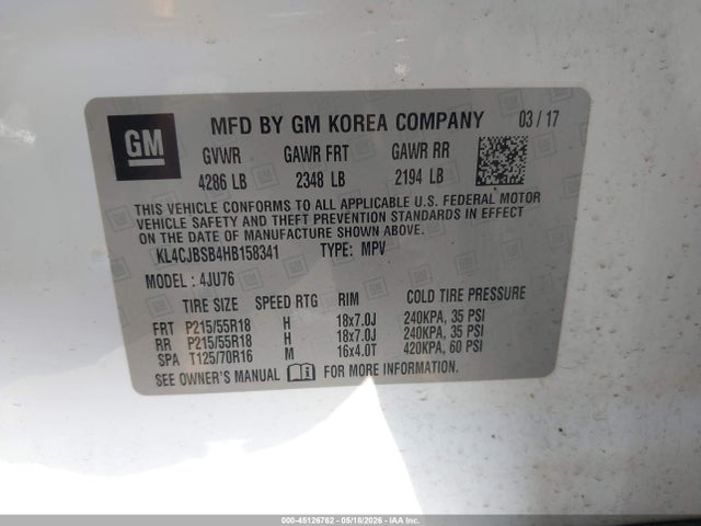 Продаж на аукціоні авто 2017 Buick Encore Preferred Ii, vin: KL4CJBSB4HB158341, номер лоту: 45126762