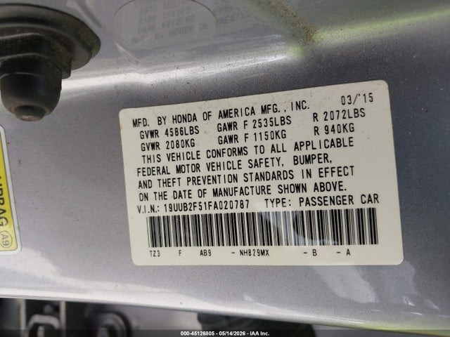 2015 Acura Tlx V6 Tech მანქანა იყიდება აუქციონზე, vin: 19UUB2F51FA020787, აუქციონის ნომერი: 45126805
