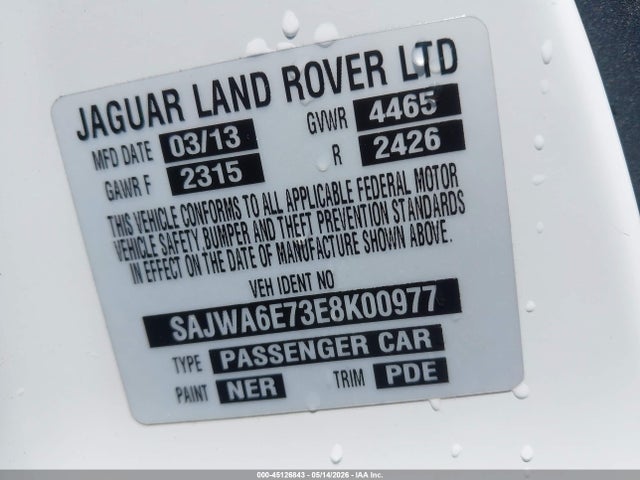2014 Jaguar F-type მანქანა იყიდება აუქციონზე, vin: SAJWA6E73E8K00977, აუქციონის ნომერი: 45126843