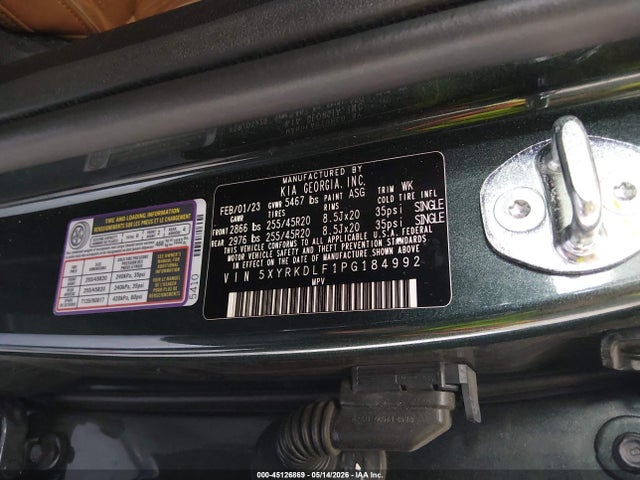 45126869 :رقم المزاد ، 5XYRKDLF1PG184992 vin ، 2023 Kia Sorento X-line Sx Prestige مزاد بيع