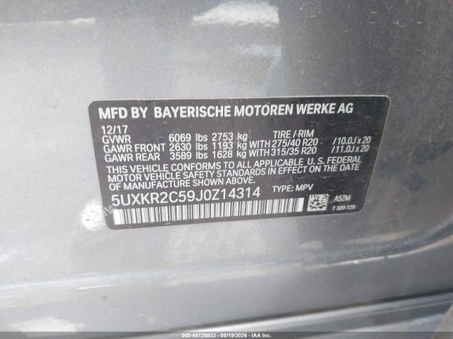 Aukcja sprzedaży 2018 Bmw X5 Sdrive35i, vin: 5UXKR2C59J0Z14314, numer aukcji: 45126933