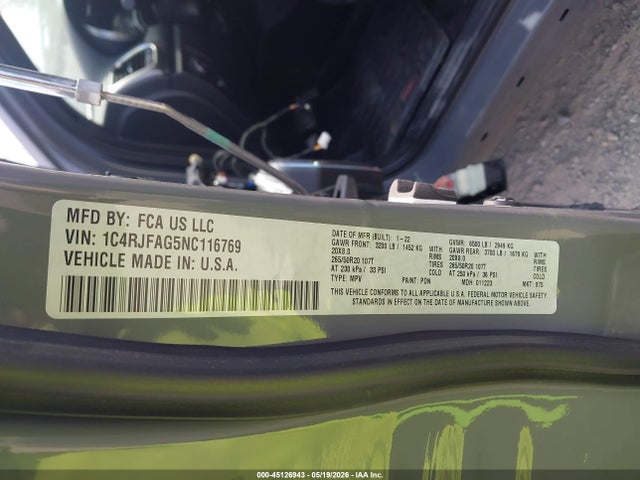 Продажа на аукционе авто 2022 Jeep Grand Cherokee Wk Laredo X 4x4, vin: 1C4RJFAG5NC116769, номер лота: 45126943