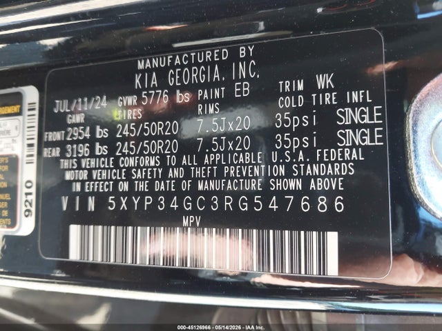 Продаж на аукціоні авто 2024 Kia Telluride Ex, vin: 5XYP34GC3RG547686, номер лоту: 45126966