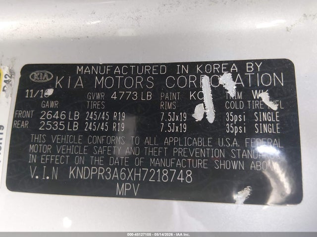 KNDPR3A6XH7218748 KIA Sportage Sx Turbo