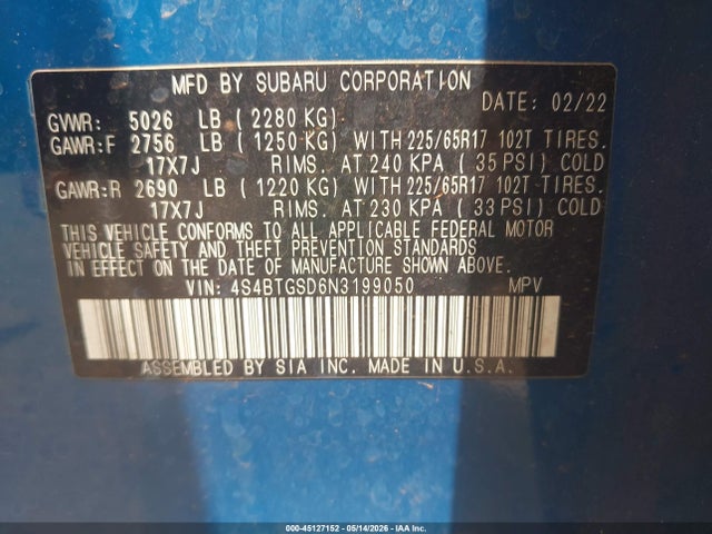Subaru Outback Wilderness 2022 4S4BTGSD6N3199050 Image 9