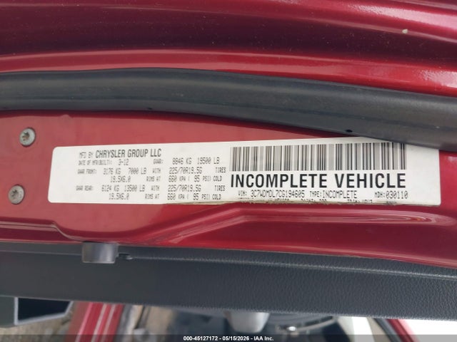 2012 Ram 5500 Chassis St/slt მანქანა იყიდება აუქციონზე, vin: 3C7WDMDL7CG194605, აუქციონის ნომერი: 45127172
