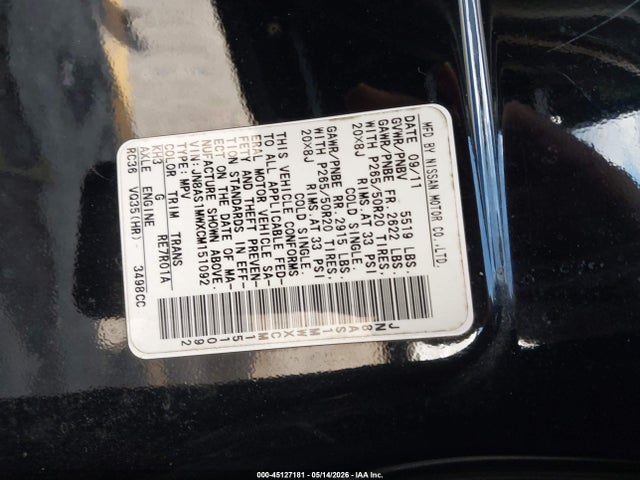 Продаж на аукціоні авто 2012 Infiniti Fx35, vin: JN8AS1MWXCM151092, номер лоту: 45127181