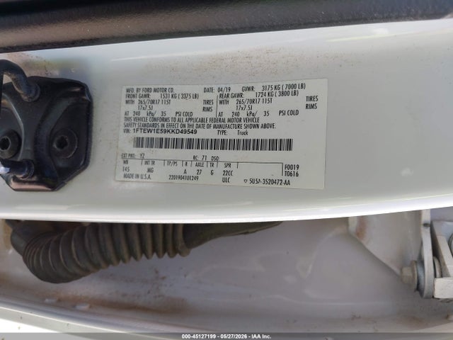 1FTEW1E59KKD49549 Ford F-150 Xlt