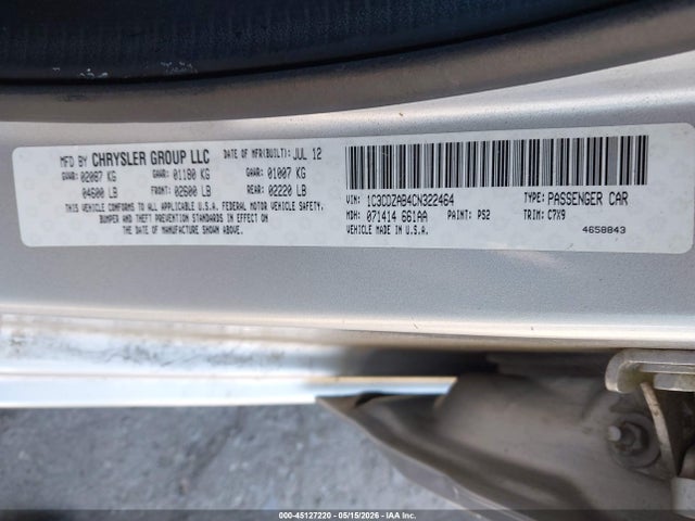 Продаж на аукціоні авто 2012 Dodge Avenger Se, vin: 1C3CDZAB4CN322464, номер лоту: 45127220