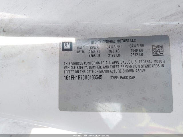 Продаж на аукціоні авто 2017 Chevrolet Camaro 2ss, vin: 1G1FH1R70H0103545, номер лоту: 45127228