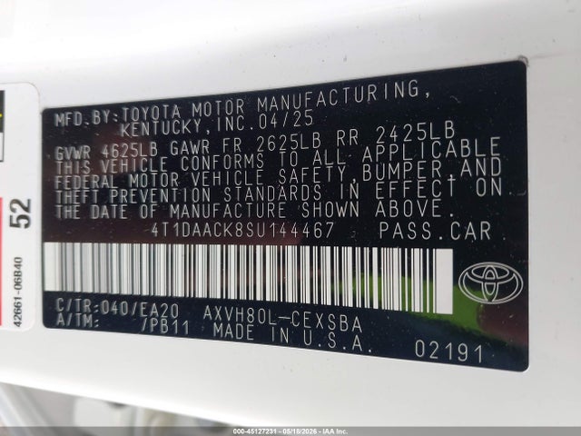 Toyota CAMRY SE 2025 4T1DAACK8SU144467 Image 9