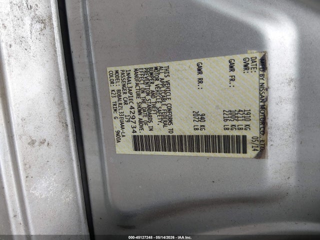 Продажа на аукционе авто 2014 Nissan Altima 2.5 S, vin: 1N4AL3AP1EC429734, номер лота: 45127248