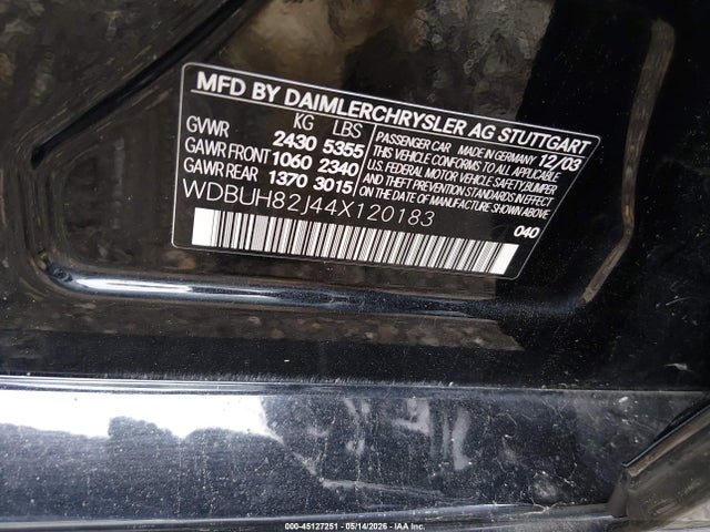 2004 Mercedes-benz E 320 4matic მანქანა იყიდება აუქციონზე, vin: WDBUH82J44X120183, აუქციონის ნომერი: 45127251