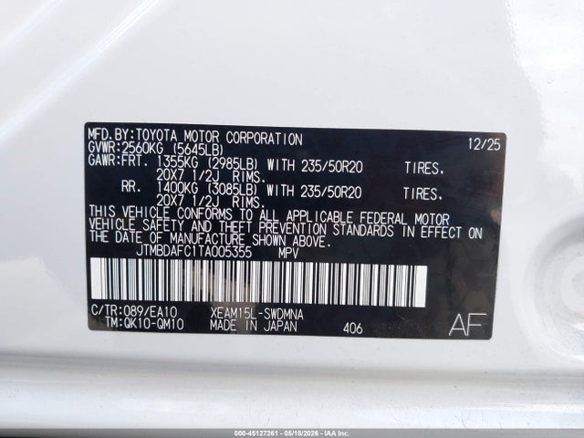 Продаж на аукціоні авто 2026 Subaru Solterra Limited Xt, vin: JTMBDAFC1TA005355, номер лоту: 45127261