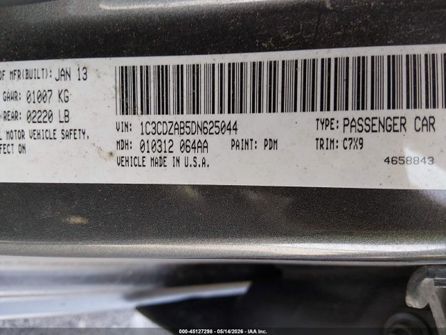 Продаж на аукціоні авто 2013 Dodge Avenger Se, vin: 1C3CDZAB5DN625044, номер лоту: 45127298