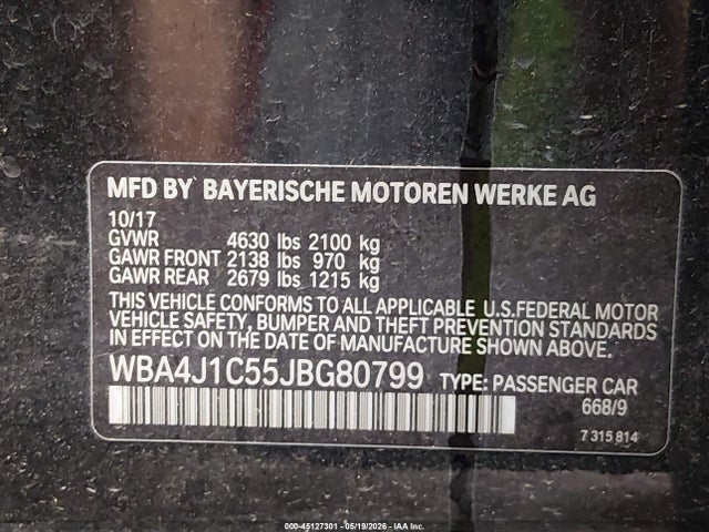 Aukcja sprzedaży 2018 Bmw 430i Gran Coupe, vin: WBA4J1C55JBG80799, numer aukcji: 45127301