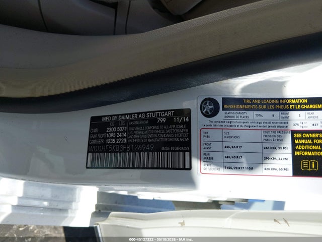 Aukcja sprzedaży 2015 Mercedes-benz E 350, vin: WDDHF5KB3FB126949, numer aukcji: 45127322