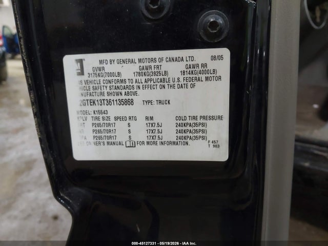 45127331 :رقم المزاد ، 2GTEK13T361135868 vin ، 2006 Gmc Sierra 1500 Slt مزاد بيع