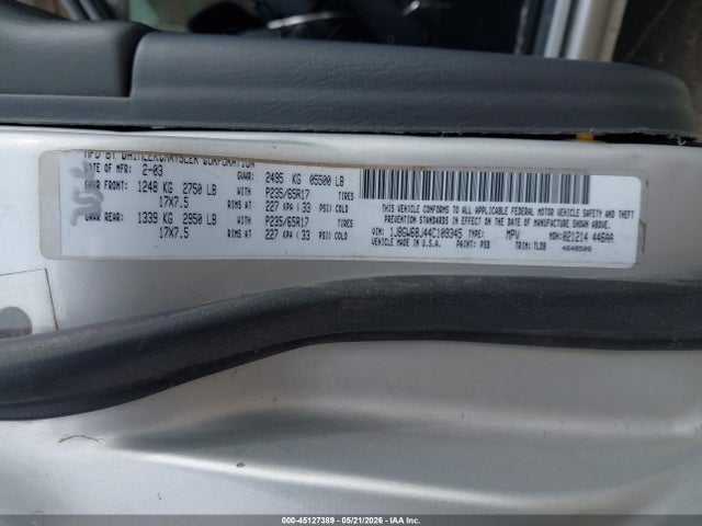 Aukcja sprzedaży 2004 Jeep Grand Cherokee Overland, vin: 1J8GW68J44C109345, numer aukcji: 45127389