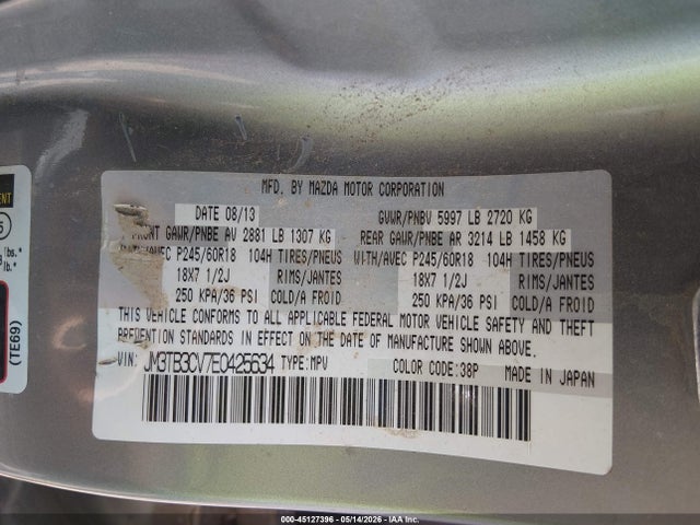 JM3TB3CV7E0425634 Mazda Cx-9 Touring