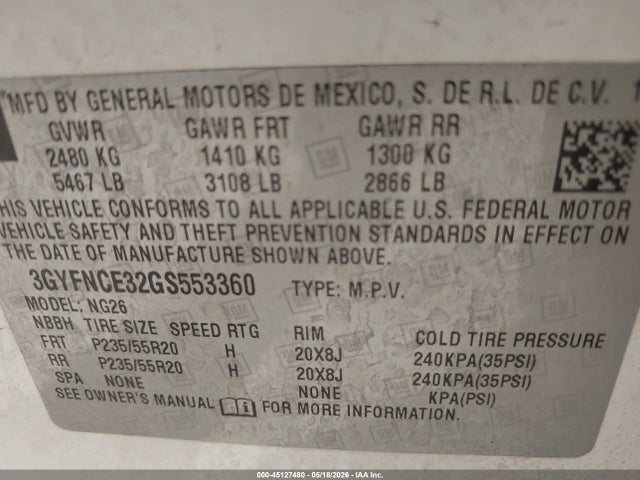 Продаж на аукціоні авто 2016 Cadillac Srx Performance Collection, vin: 3GYFNCE32GS553360, номер лоту: 45127480