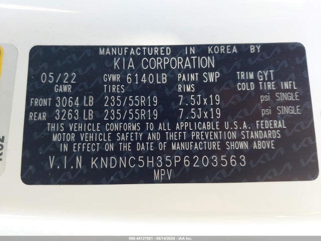 Продажа на аукционе авто 2023 Kia Carnival Mpv Ex, vin: KNDNC5H35P6203563, номер лота: 45127501