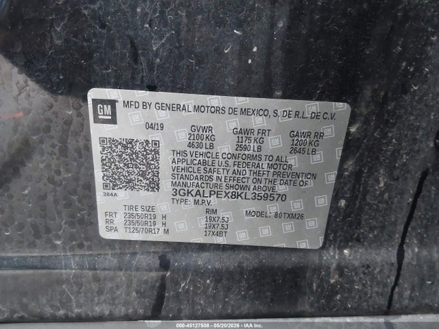 Продажа на аукционе авто 2019 Gmc Terrain Slt, vin: 3GKALPEX8KL359570, номер лота: 45127508