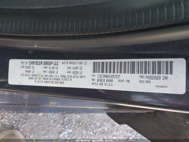 Aukcja sprzedaży 2012 Chrysler 200 Lx, vin: 1C3CCBAB4CN257237, numer aukcji: 45127534